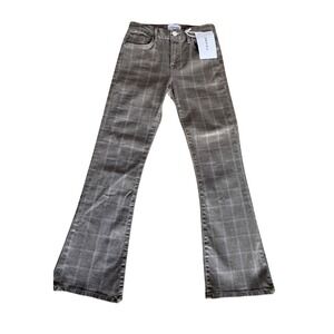 FRAME Le Crop Mini Boot Plaid Lt. Brown Pants Size 25 NWT‎ Designer Denim